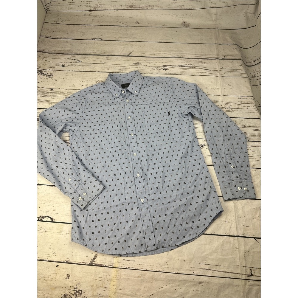 OBEY Worldwide Men Button Down Shirt Light Blue Paisley Print Long Sleeve Size M
